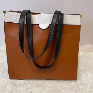 a. new. day. Tote Bag Tan and White